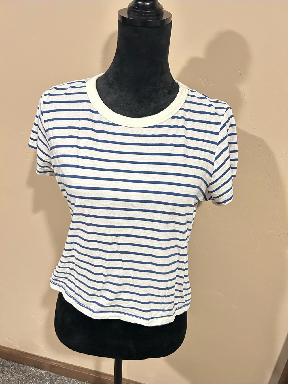Z Supply White Tee with Blue Stripes